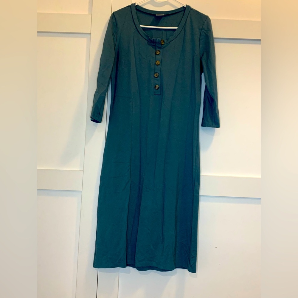Dusty blue Button-Front Midi Dress